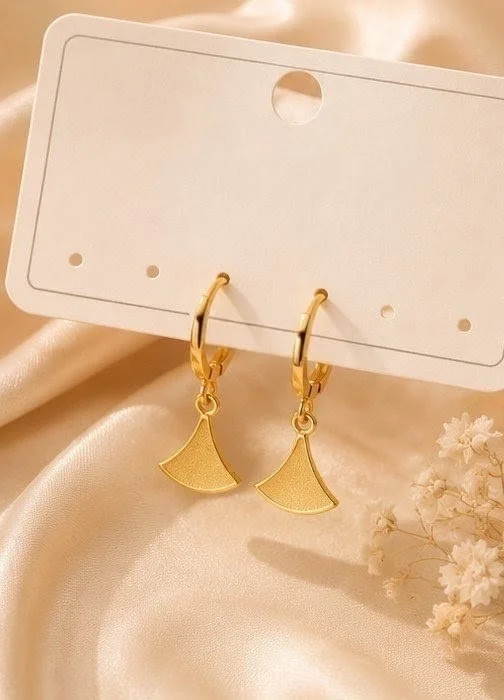 Gold Hoop Fan Charm Earrings